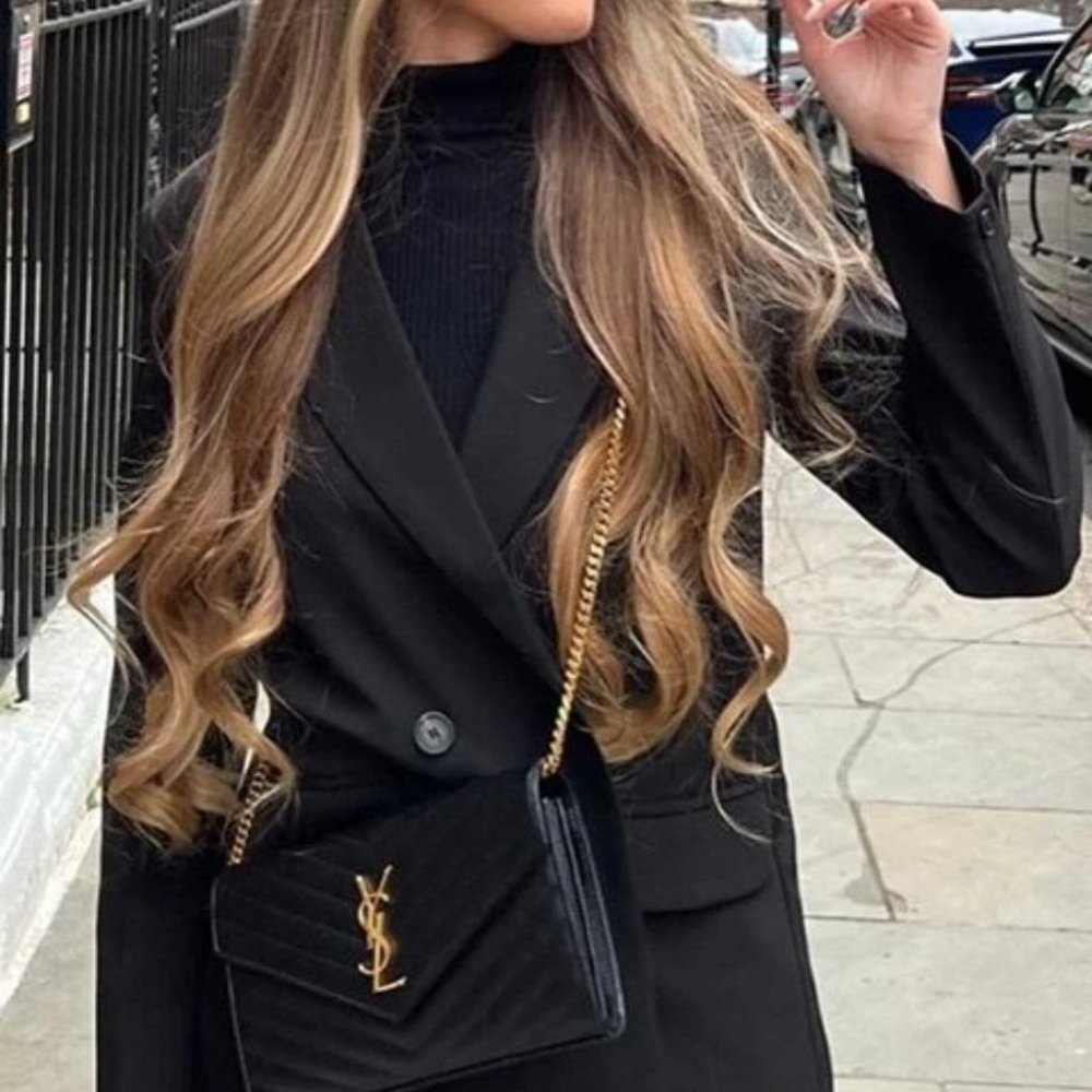 Double Breasted Lapel Neck Blazer black - Picture 5 of 16